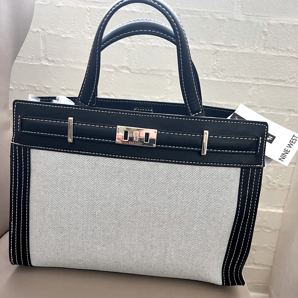 Nine West Sadie Handbag, Black and Ivory